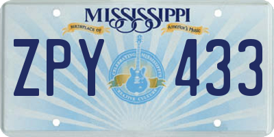 MS license plate ZPY433
