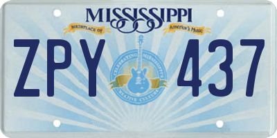 MS license plate ZPY437