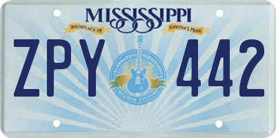 MS license plate ZPY442