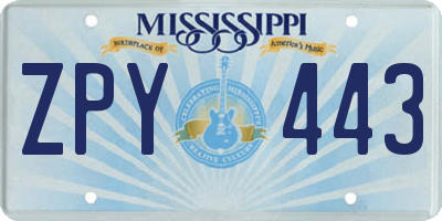 MS license plate ZPY443