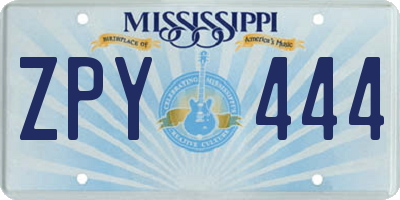 MS license plate ZPY444
