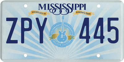 MS license plate ZPY445