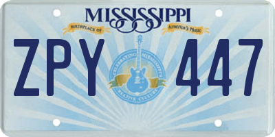MS license plate ZPY447