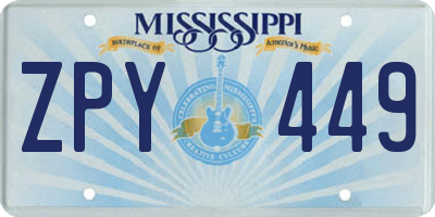 MS license plate ZPY449