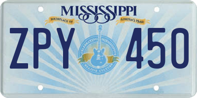 MS license plate ZPY450