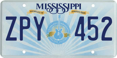MS license plate ZPY452