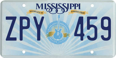 MS license plate ZPY459