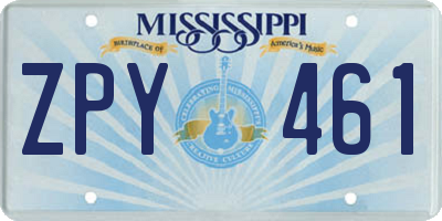 MS license plate ZPY461