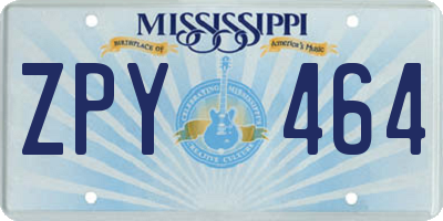MS license plate ZPY464
