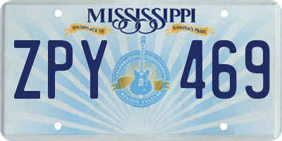 MS license plate ZPY469