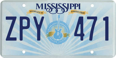 MS license plate ZPY471