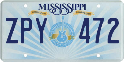 MS license plate ZPY472