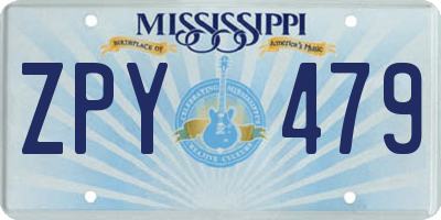 MS license plate ZPY479