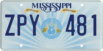 MS license plate ZPY481
