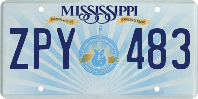 MS license plate ZPY483