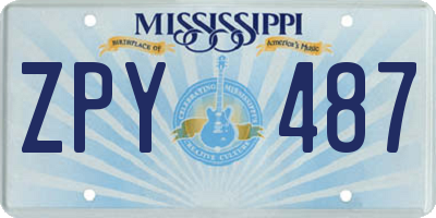 MS license plate ZPY487