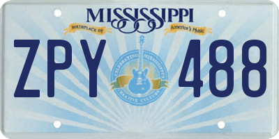 MS license plate ZPY488