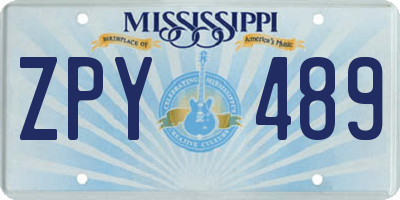MS license plate ZPY489
