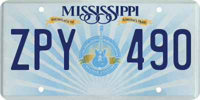 MS license plate ZPY490