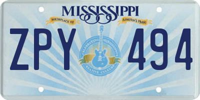 MS license plate ZPY494