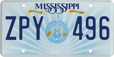 MS license plate ZPY496