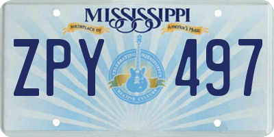 MS license plate ZPY497