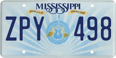MS license plate ZPY498