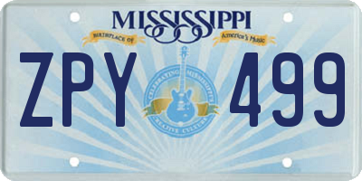 MS license plate ZPY499