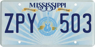 MS license plate ZPY503