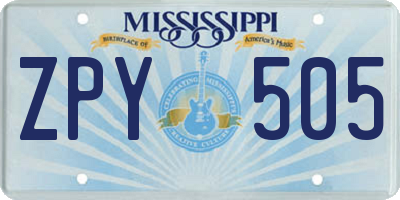 MS license plate ZPY505