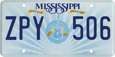 MS license plate ZPY506