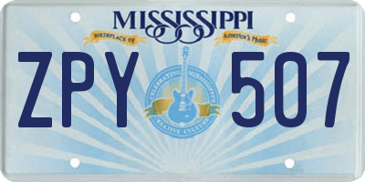 MS license plate ZPY507