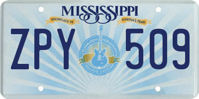 MS license plate ZPY509