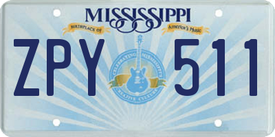 MS license plate ZPY511