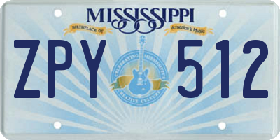 MS license plate ZPY512