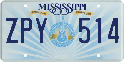 MS license plate ZPY514