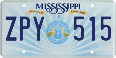 MS license plate ZPY515