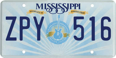 MS license plate ZPY516