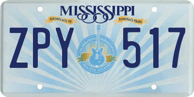 MS license plate ZPY517