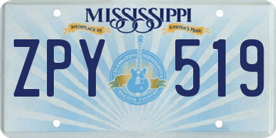 MS license plate ZPY519