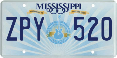 MS license plate ZPY520
