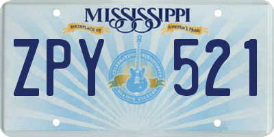 MS license plate ZPY521