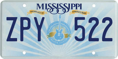 MS license plate ZPY522