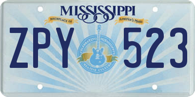 MS license plate ZPY523