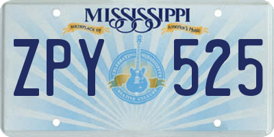 MS license plate ZPY525