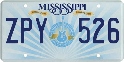 MS license plate ZPY526