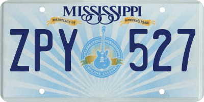 MS license plate ZPY527