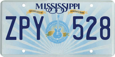 MS license plate ZPY528