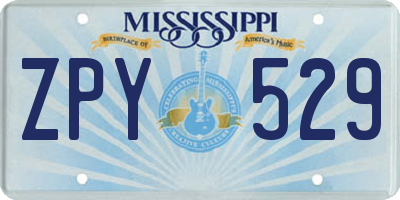 MS license plate ZPY529