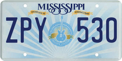 MS license plate ZPY530